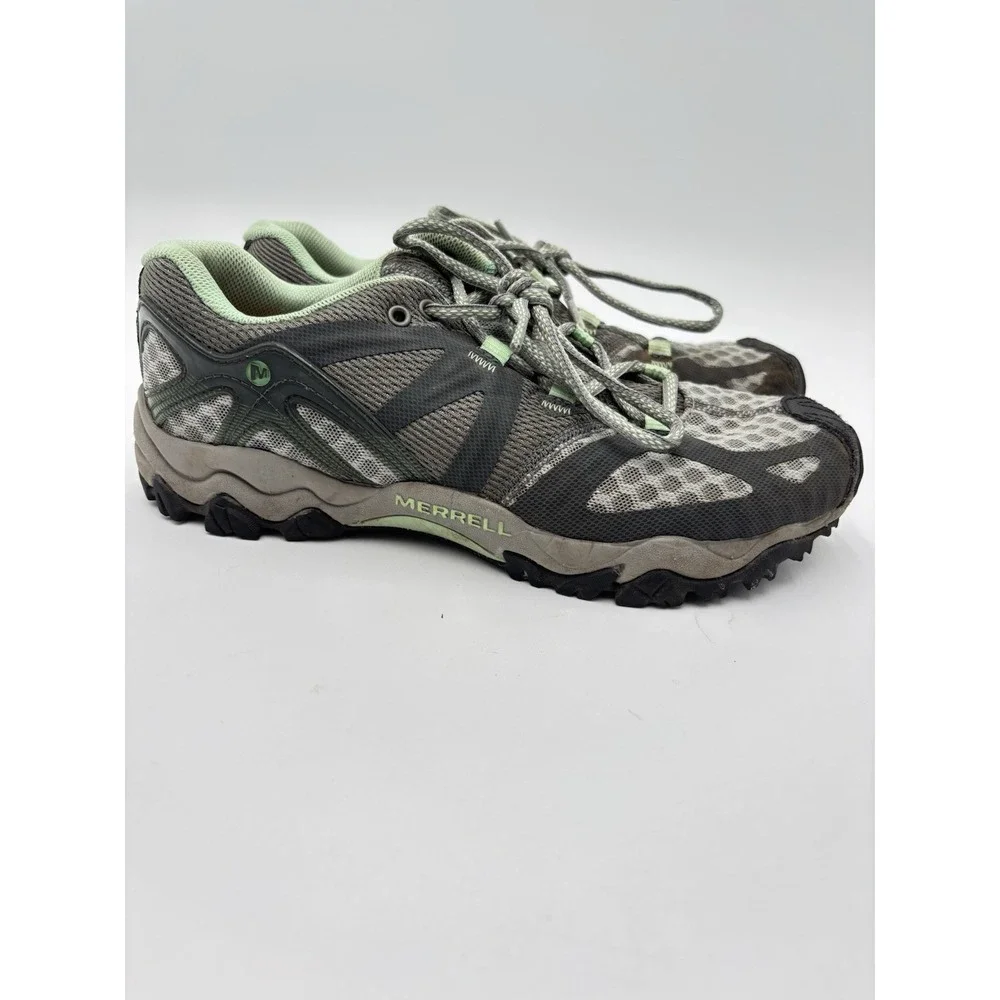 Merrell Womens 7 Trail Running Hiking Shoes Gray Mint M Select Grip Sneakers